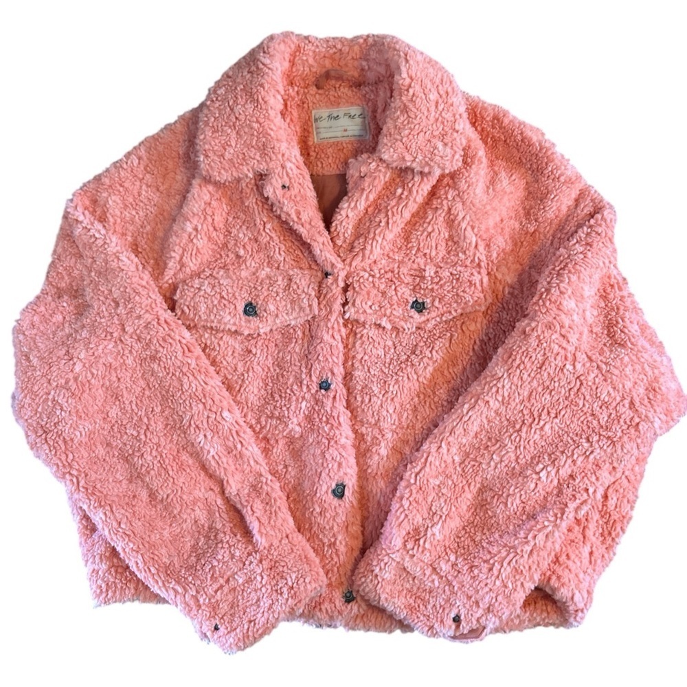 We The Free Pink Teddy Jacket Cropped Fuzzy - Picture 3 of 5